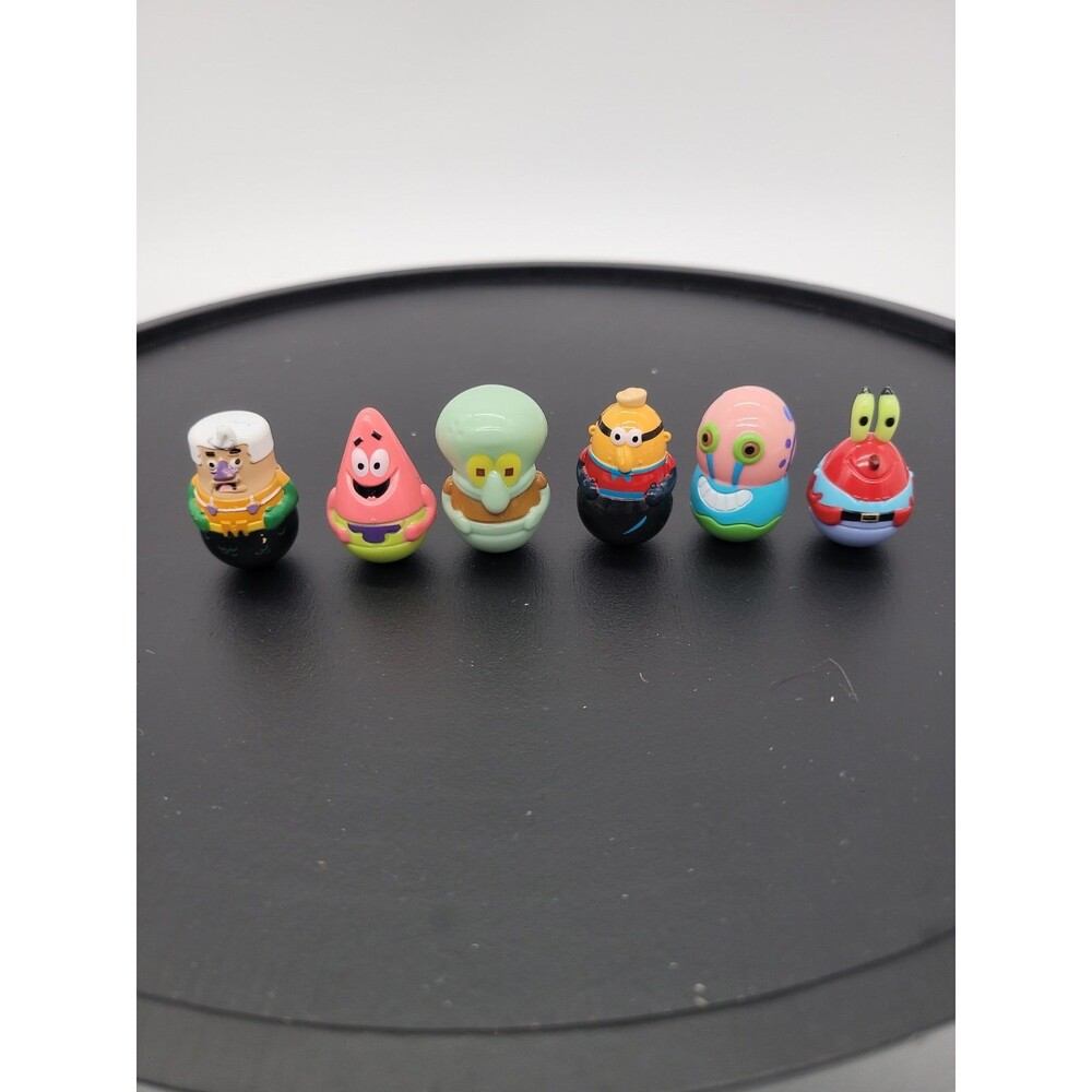 Lot of 6 SpongeBob SquarePants Weeble Wobble Toy Figures